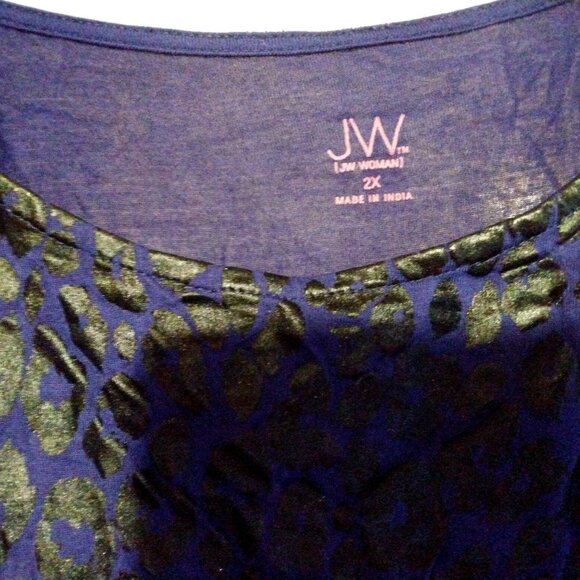 JW Statement Top Plus 2X Boho Statement Purple Jewel Tone Artwear Boho Chic Glam - Picture 3 of 7